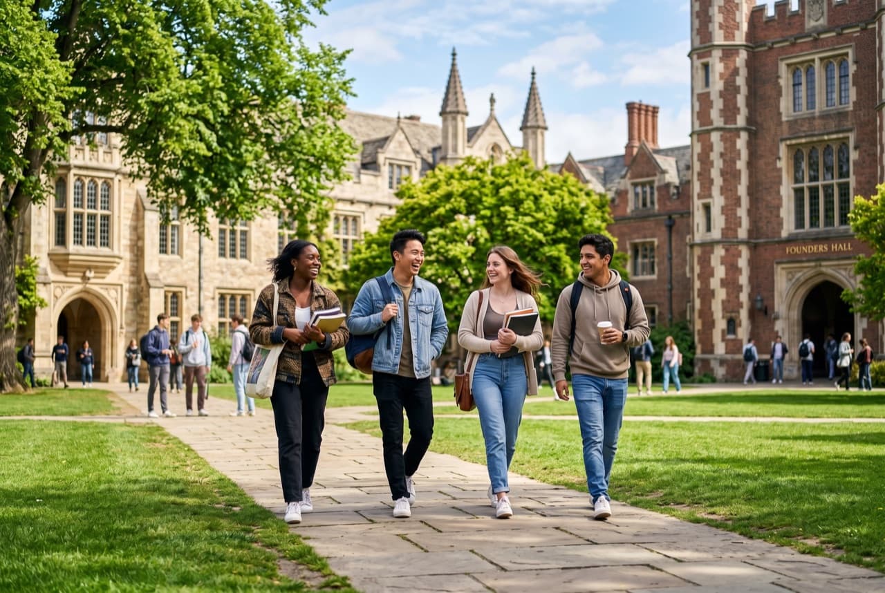 Students walking together on a university campus — undergraduate education
